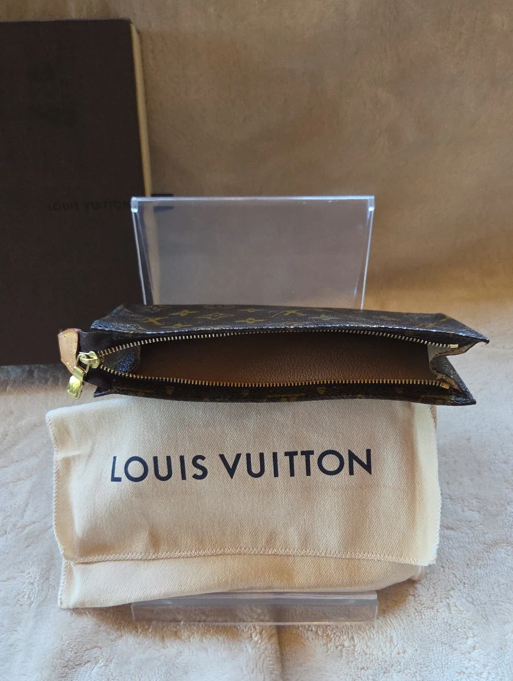 Louis Vuitton Monogram Accessory Pouch- Dark Brown and Tan PM FL1000